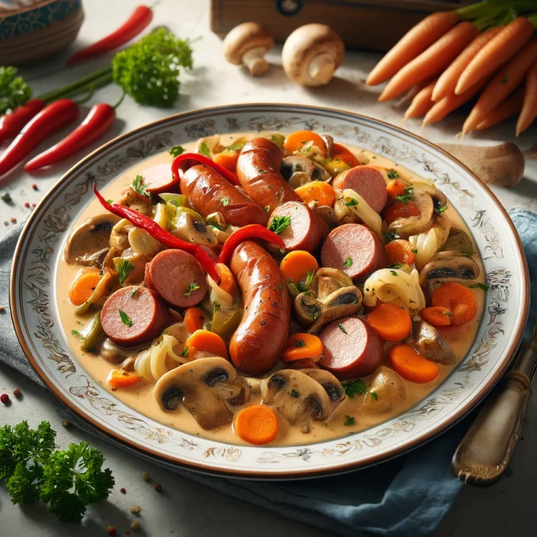 Halali Jägerpfanne mit Bratwurst und Pilzen