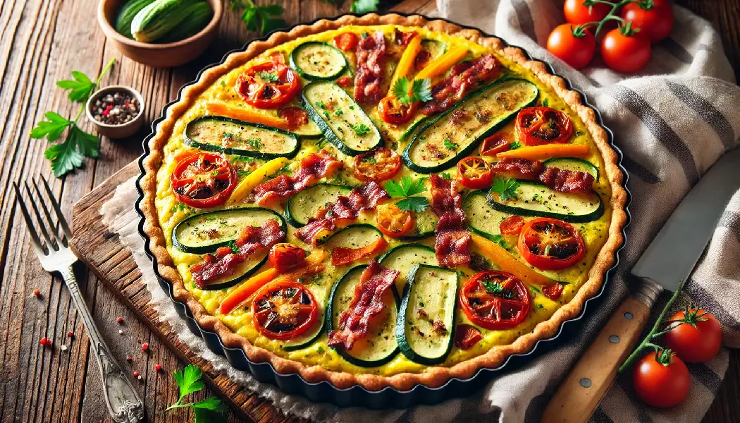 Bunte Gemüse-Quiche mit Speck